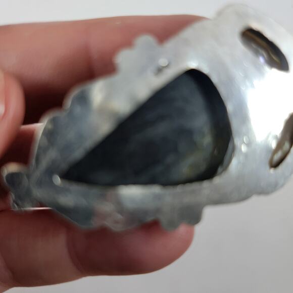 Artisan Black Jasper Pendant With Freshwater Pearl Accents on a 20" Silver Chain - Picture 4 of 10